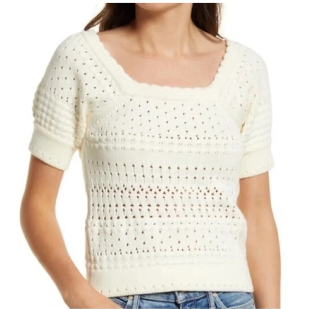 Faherty Pointelle Short Sleeve Sweater - Picture 1 of 4